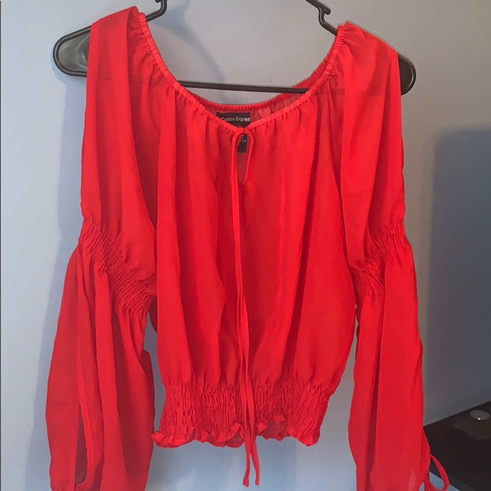 A red transparent blouse